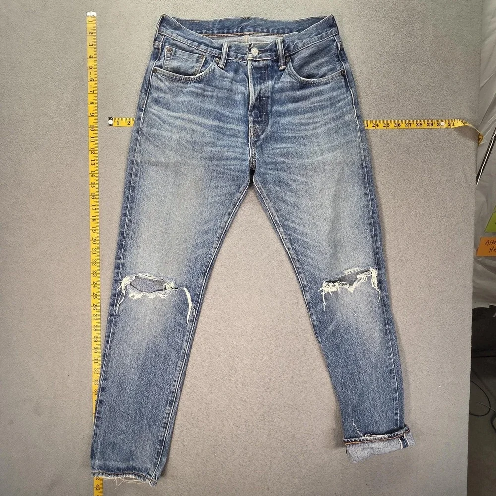 Levis 501 Jeans Mens Selvedge Medium Blue Tapered Whiskers‎ Honeycomb Fits 30x31